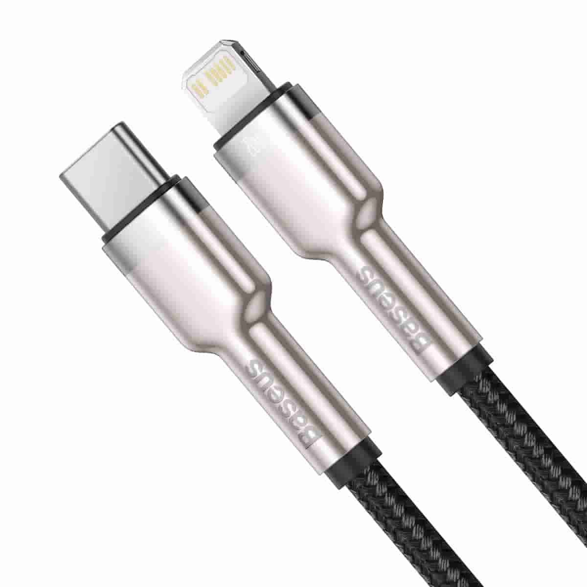 BASEUS Cafule Series Metal Data Transmission Cable Type-C to iP PD 20W Charging Cord 1m - Black
